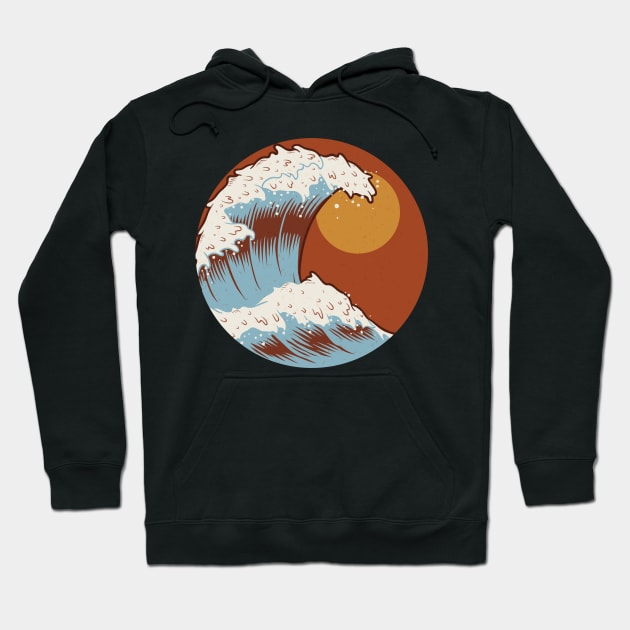 The Great Wave Off Kanagawa Terracotta Color Hoodie by edmproject